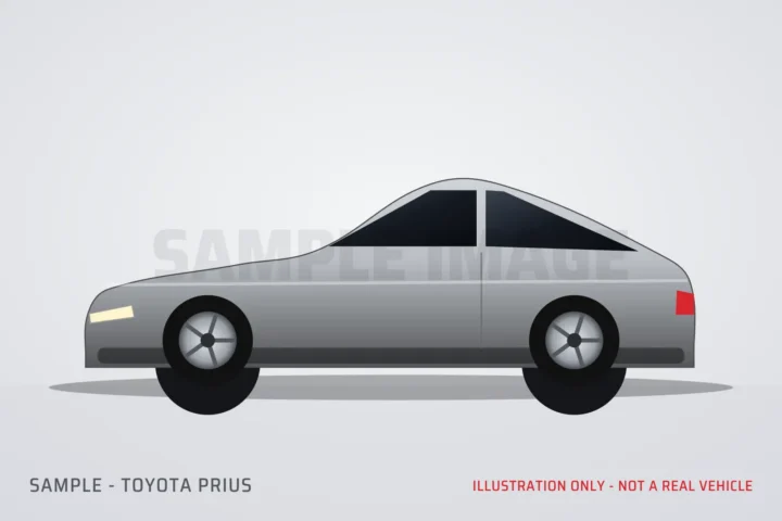 Sample illustration of a Toyota Prius (not a real vehicle)
