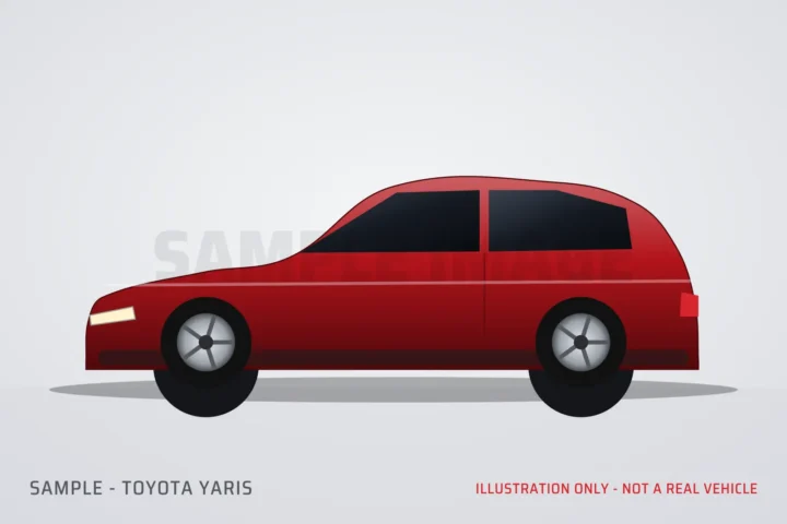 Sample illustration of a Toyota Yaris (not a real vehicle)